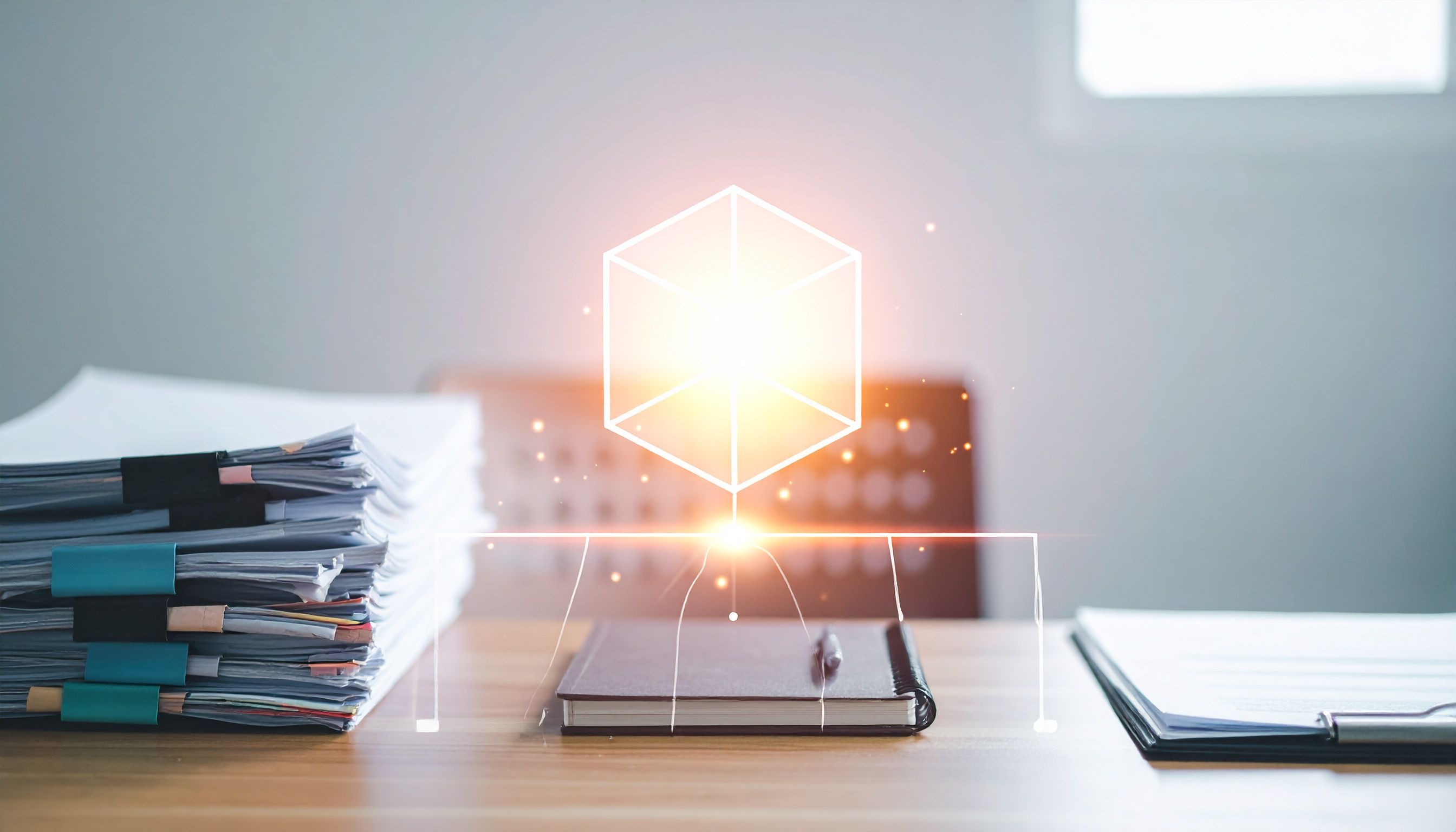 Symbolische Darstellung von KI-Risiken und Compliance-Prozessen in einem mittelständischen Unternehmen