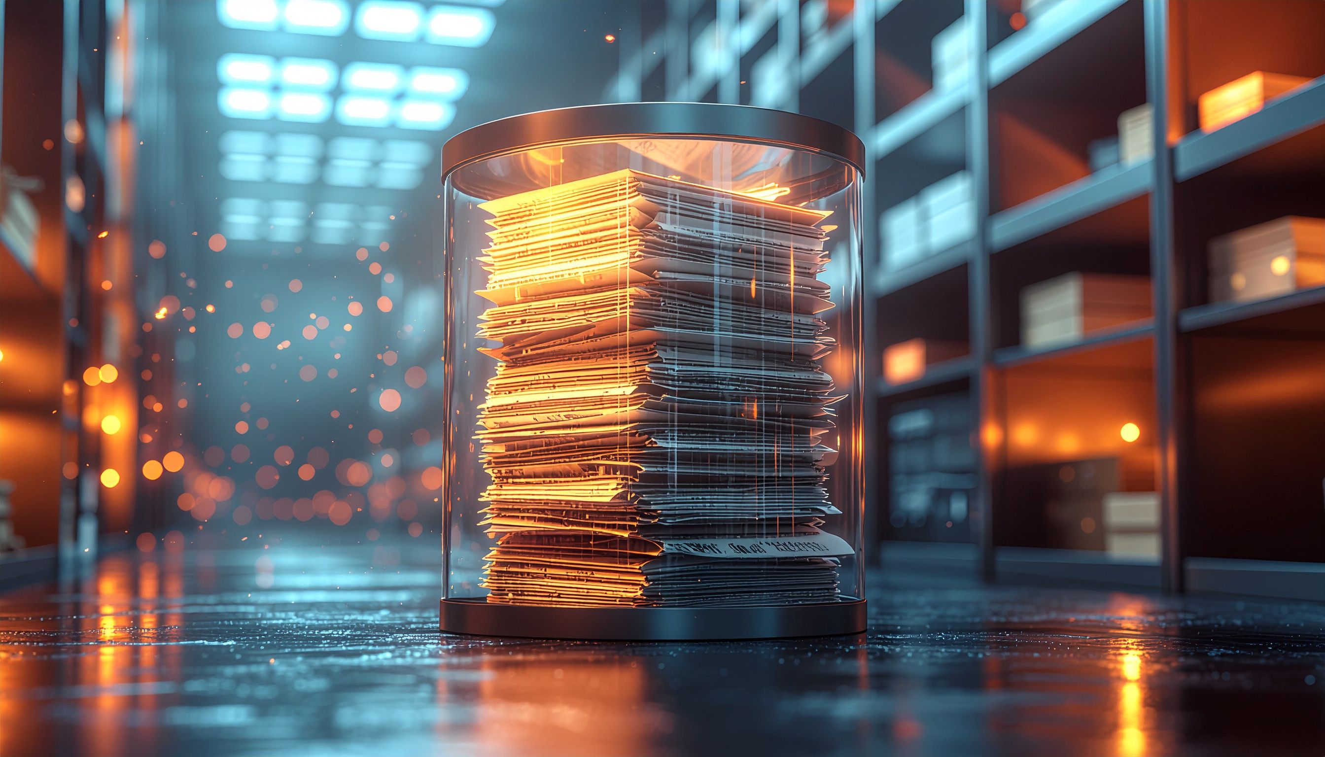 Symbolbild einer digitalen Akte mit E-Mail-Archivierung und Sicherheitskonzept